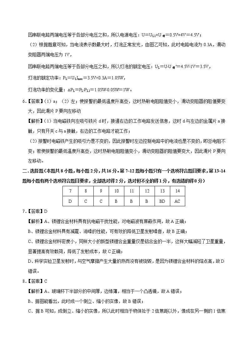 初中物理中考复习 物理-（河南卷）2020年中考考前最后一卷（全解全析）第2页