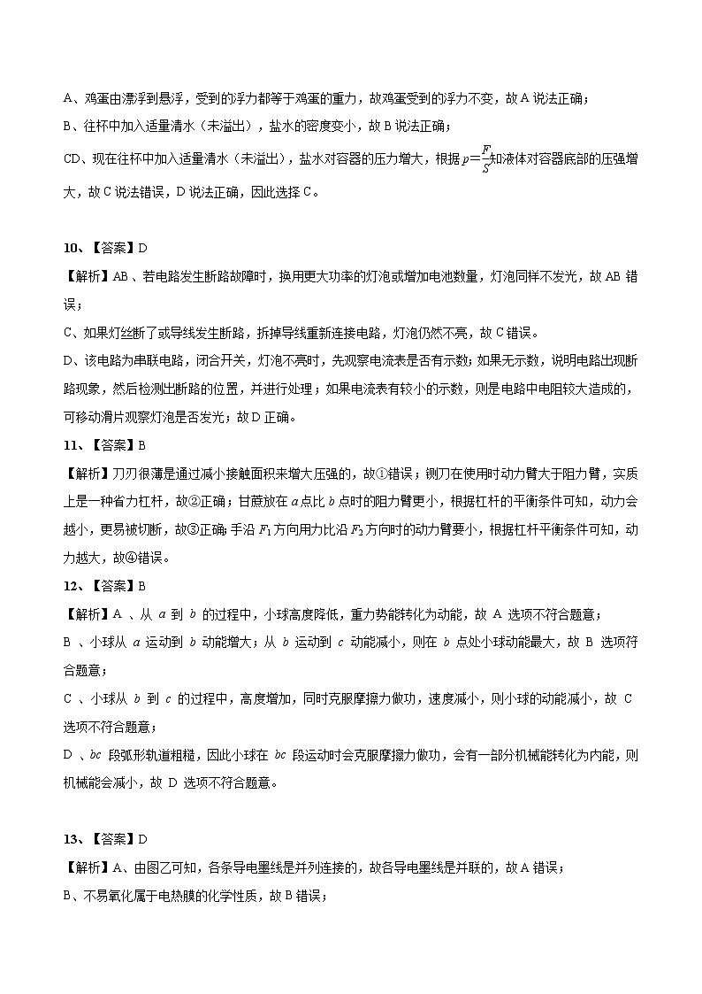 初中物理中考复习 物理-（山东卷）2020年中考考前最后一卷（全解全析）第3页