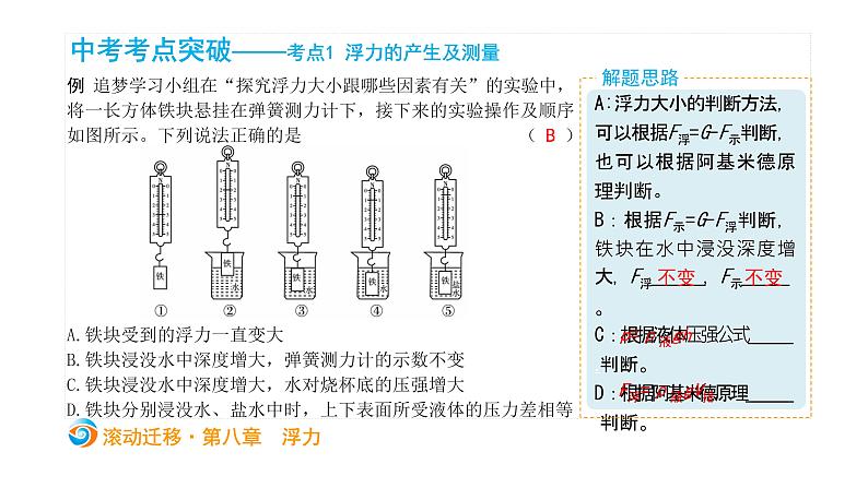 初中物理中考复习 中考物理大一轮滚动复习课件：第八章  浮力03