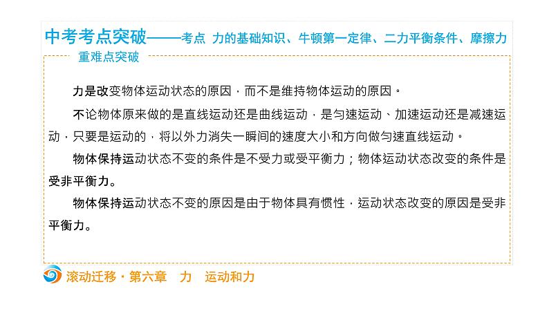 初中物理中考复习 中考物理大一轮滚动复习课件：第六章  力  运动和力第6页