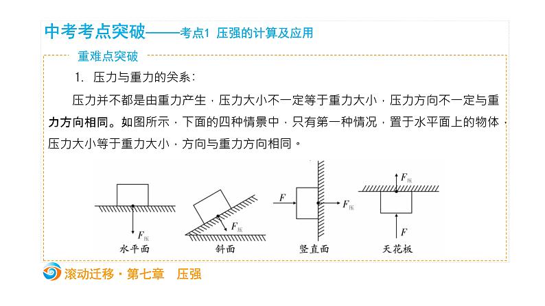 初中物理中考复习 中考物理大一轮滚动复习课件：第七章  压强04
