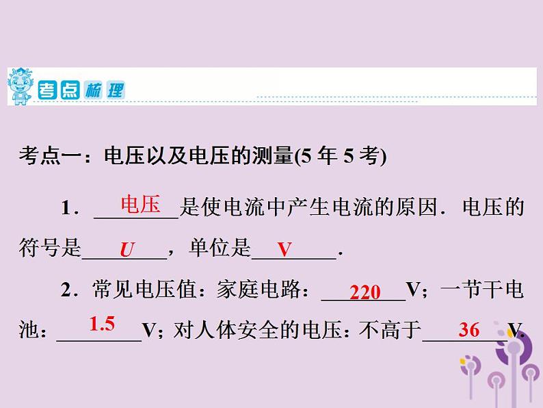 初中物理中考复习 中考物理第一部分教材梳理篇第三板块电与磁第22课时电压电阻课件第2页