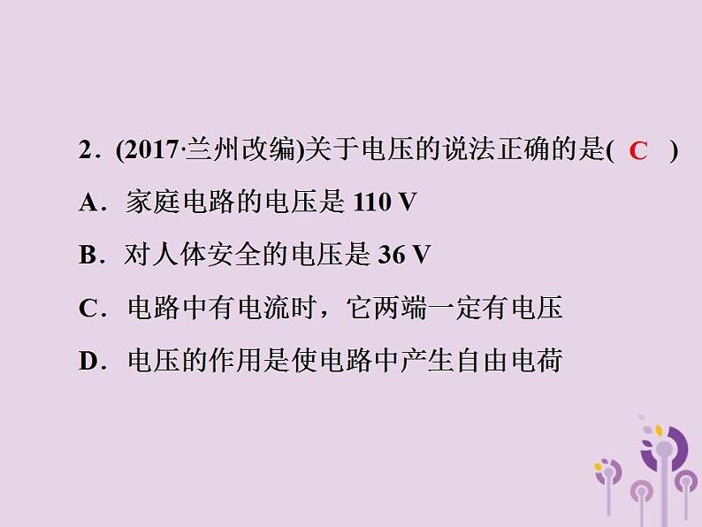 初中物理中考复习 中考物理第一部分教材梳理篇第三板块电与磁第22课时电压电阻课件第6页