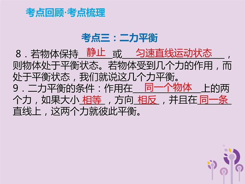 初中物理中考复习 中考物理解读总复习第一轮第二部分物质运动和相互作用第7章力运动和力课件04