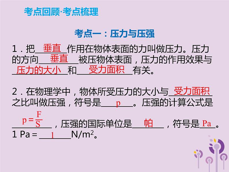 初中物理中考复习 中考物理解读总复习第一轮第二部分物质运动和相互作用第9章压强第1课时课件第2页