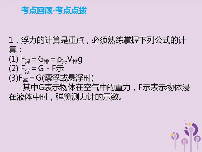 初中物理中考复习 中考物理解读总复习第一轮第二部分物质运动和相互作用第10章浮力第1课时课件第4页