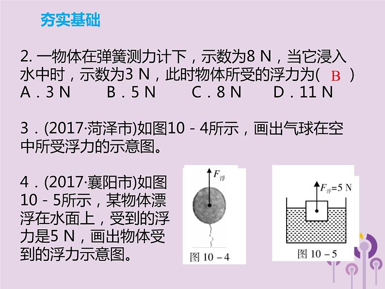 初中物理中考复习 中考物理解读总复习第一轮第二部分物质运动和相互作用第10章浮力第1课时课件第8页