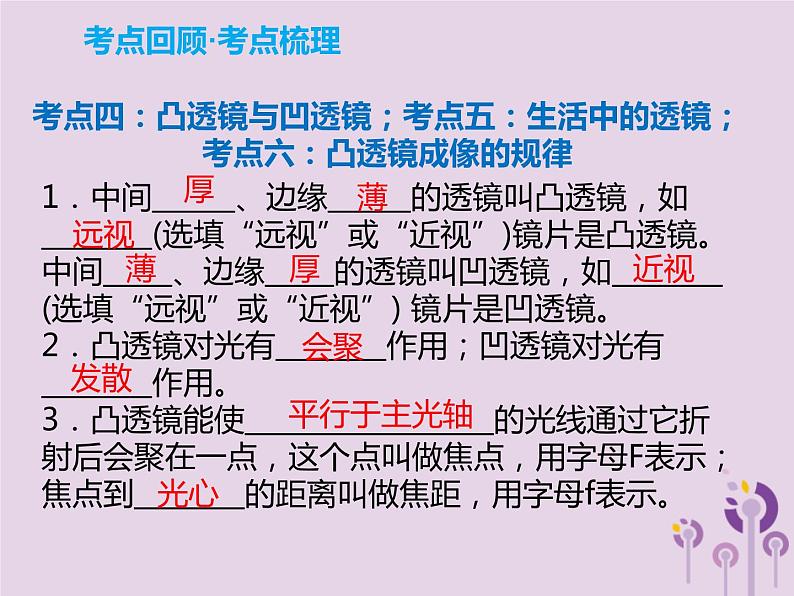 初中物理中考复习 中考物理解读总复习第一轮第一部分声光热第3章光的折射和色散透镜及其应用第2课时课件02