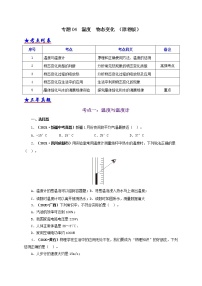 初中物理中考复习 专题04  温度  物态变化（原卷版）