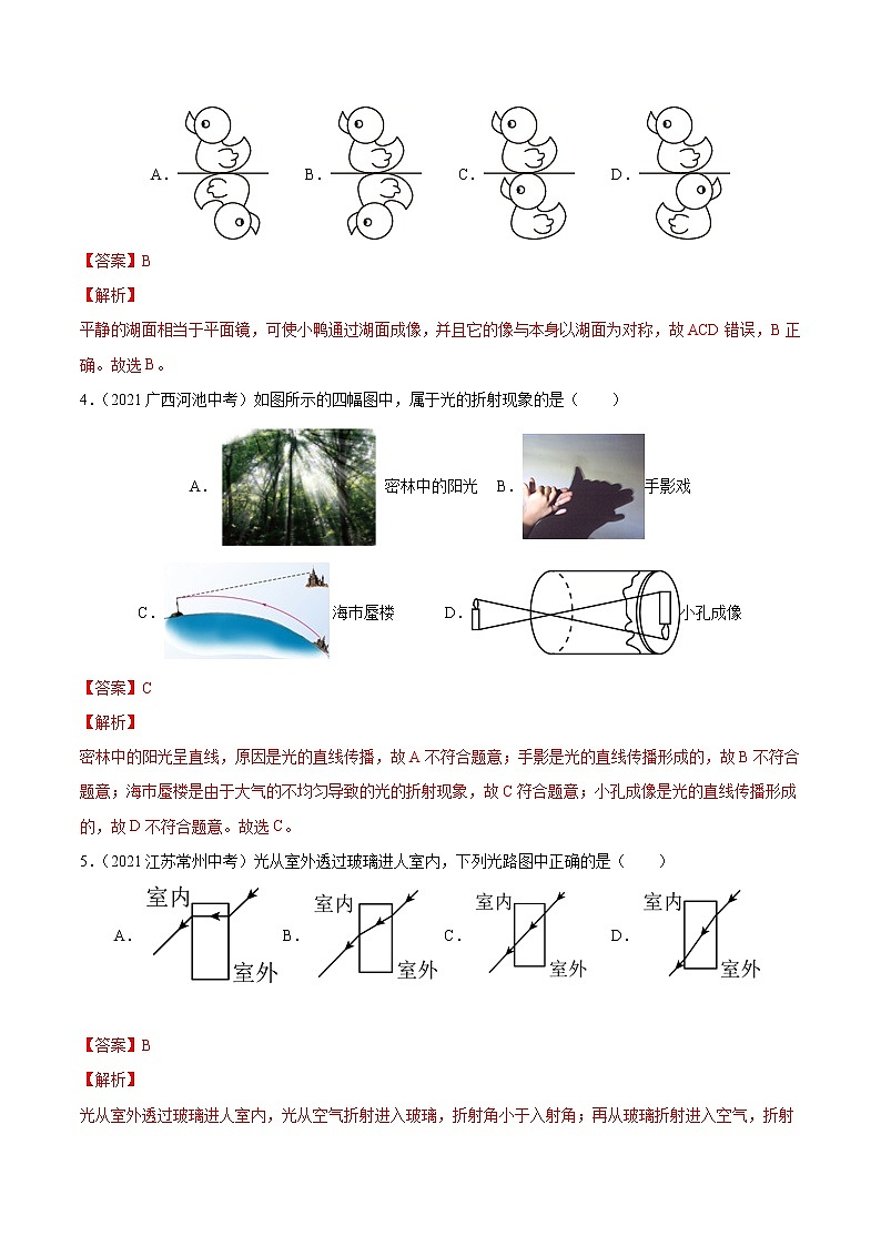 初中物理中考复习 专题4 光现象 真题强化训练（解析版）第2页
