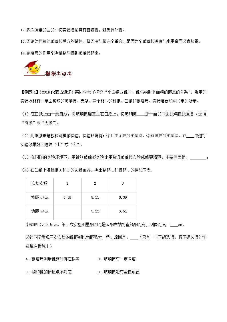 初中物理中考复习 专题07  探究平面镜成像特点的实验题（原卷版）第2页