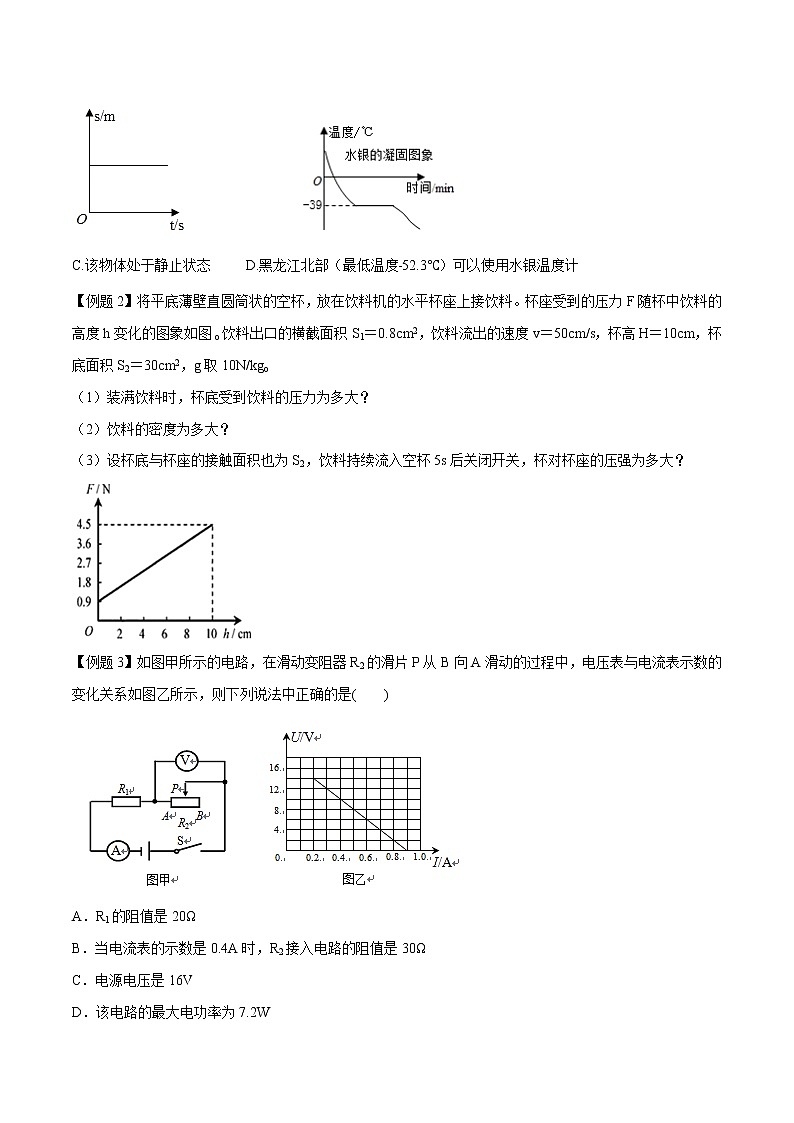 初中物理中考复习 专题07 图像类问题（原卷版）02