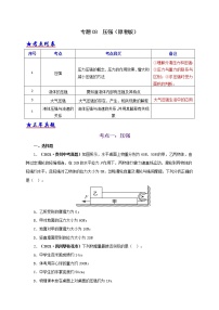 初中物理中考复习 专题08  压强（原卷版）