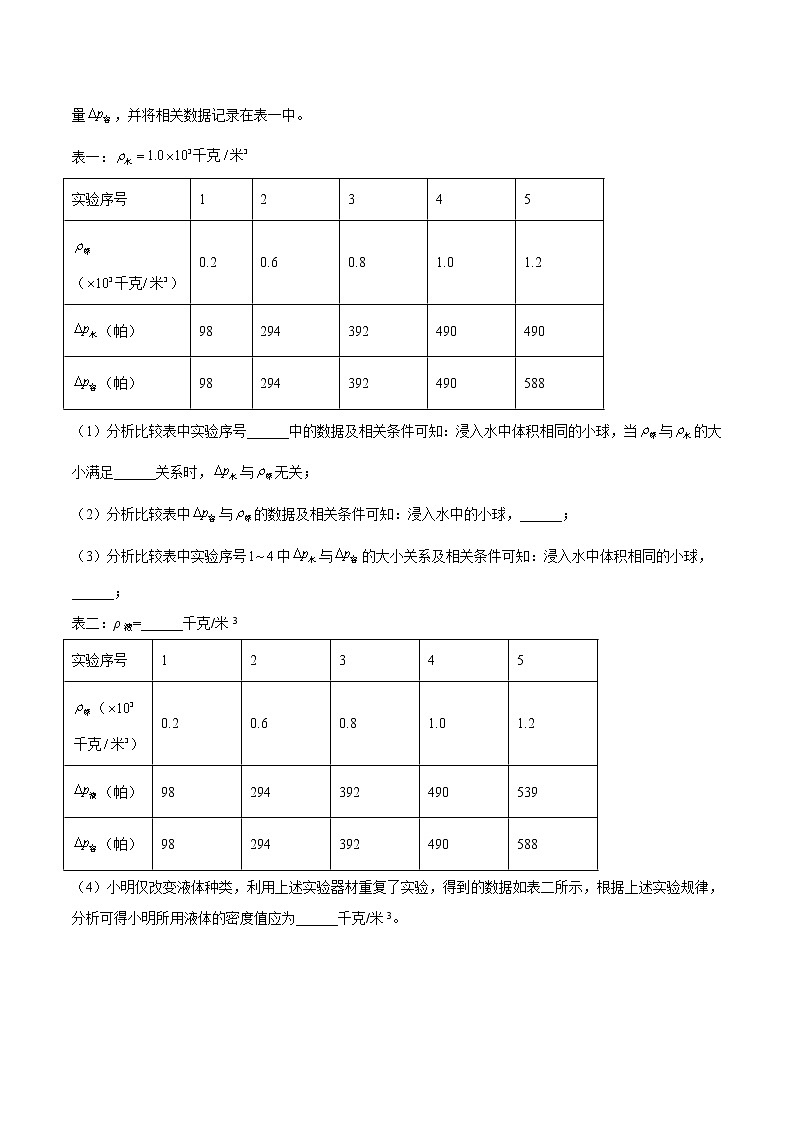 初中物理中考复习 专题09压力 压强-备战2022年中考物理一轮复习考点微专题02