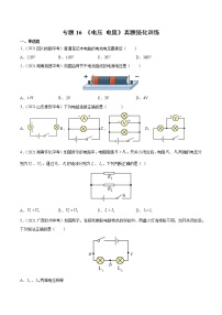 初中物理中考复习 专题16 电压 电阻 真题强化训练（原卷版）