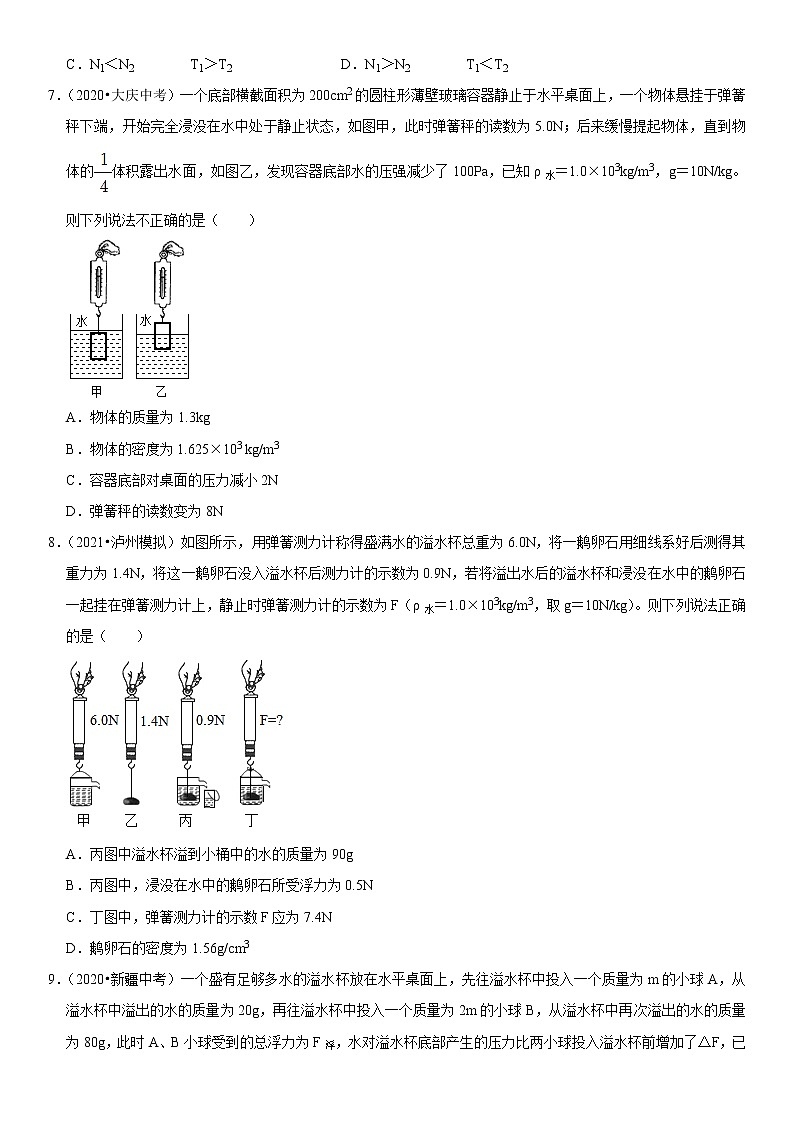 初中物理中考复习 专题19 阿基米德原理与浮力计算（原卷版）-2022年中考物理二轮专项复习核心考点突破与必刷题型汇编（全国通用）第3页