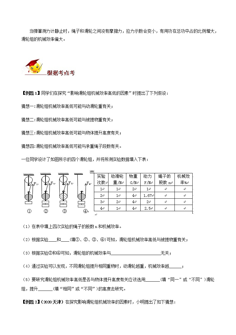 初中物理中考复习 专题21  探究滑轮组机械效率的实验题（原卷版）第2页