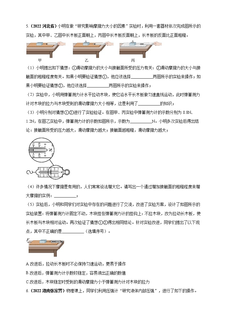 初中物理中考复习 专题22 新课标规定的12个重点探究实验（原卷版）03