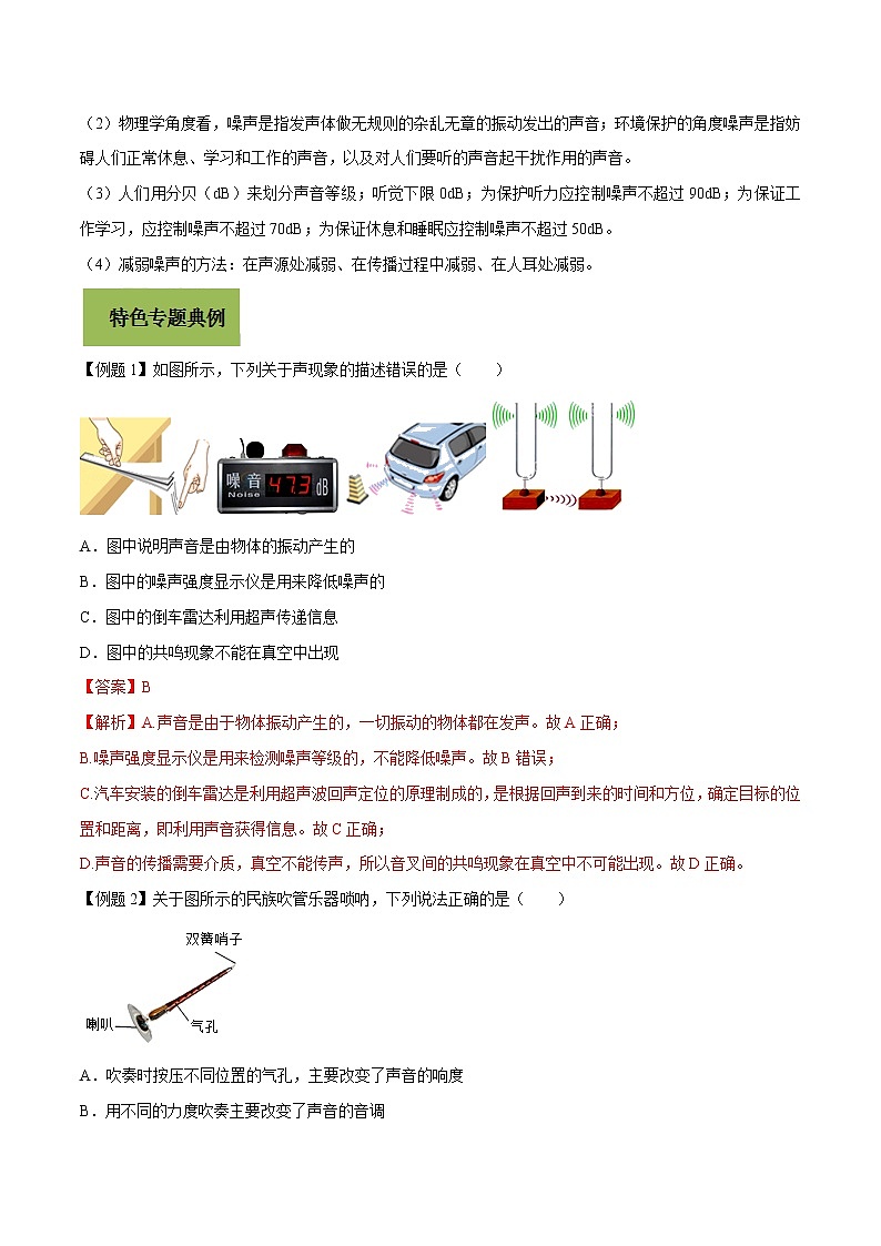 初中物理中考复习 专题23 声现象问题（解析版）02