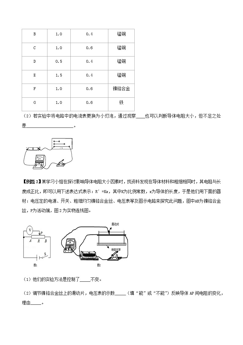 初中物理中考复习 专题26  探究影响电阻大小的因素实验题（原卷版）第2页