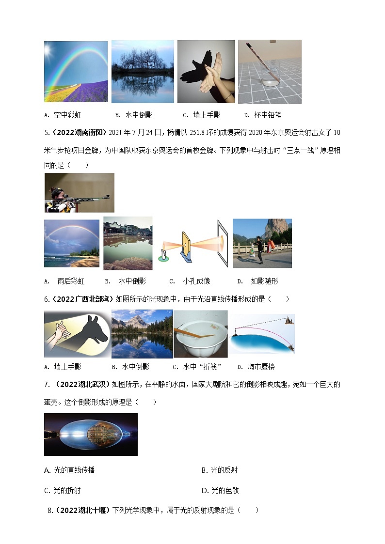 初中物理中考复习 专题40 光现象情景问题（原卷版）02