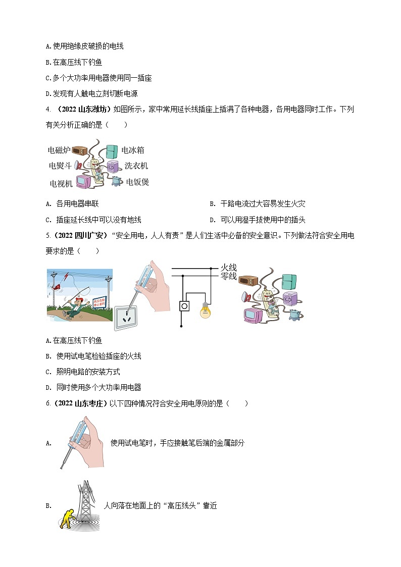 初中物理中考复习 专题43 安全用电情景问题（原卷版）第2页