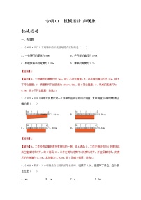 初中物理中考复习 专项01  机械运动 声现象（解析版）-备战2021年中考物理精选考点专项突破题集