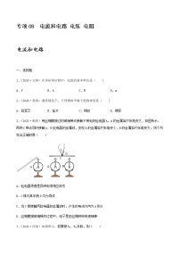 初中物理中考复习 专项08  电流和电路 电压 电阻（原卷版）-备战2021年中考物理精选考点专项突破题集