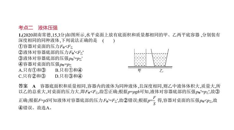 初中物理中考复习 专题六　压强—2021届中考物理（通用）习题课件第8页