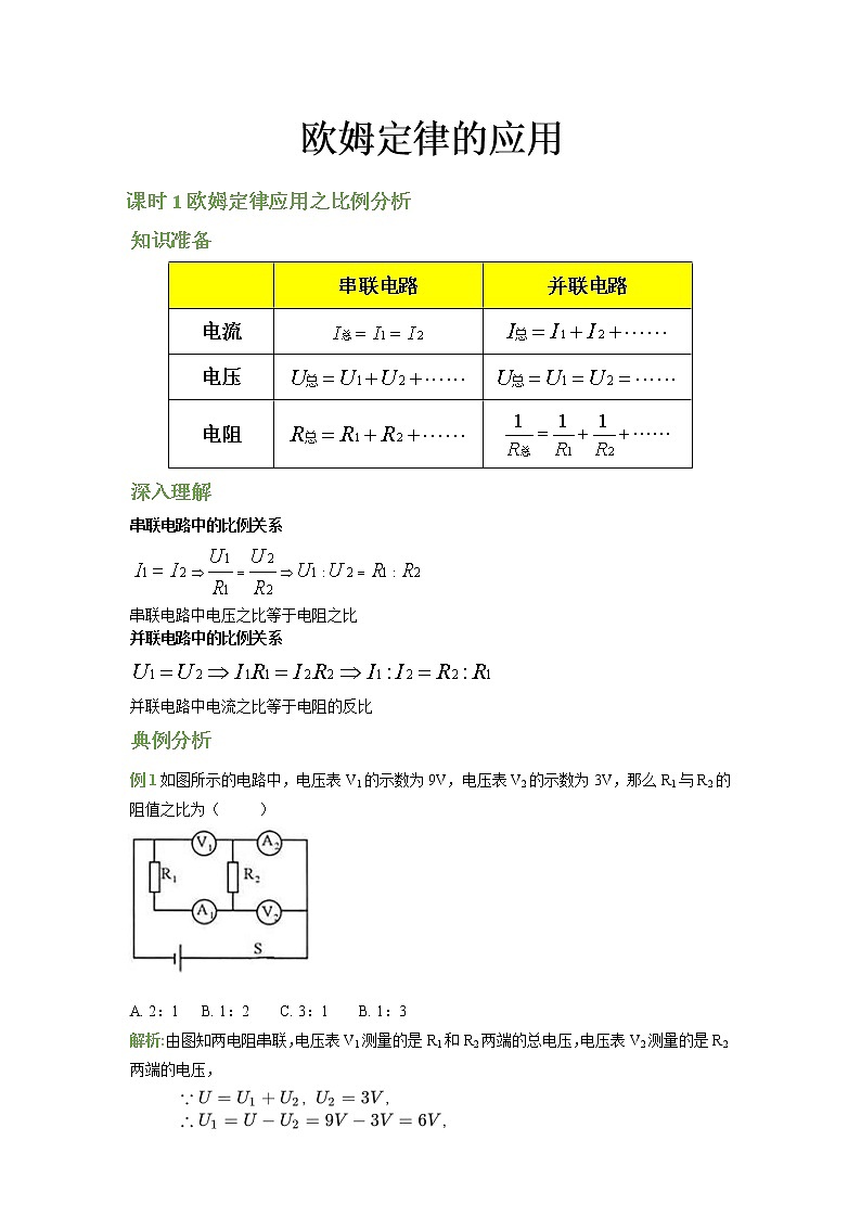 物理中考苏科版<<欧姆定律的应用>>01