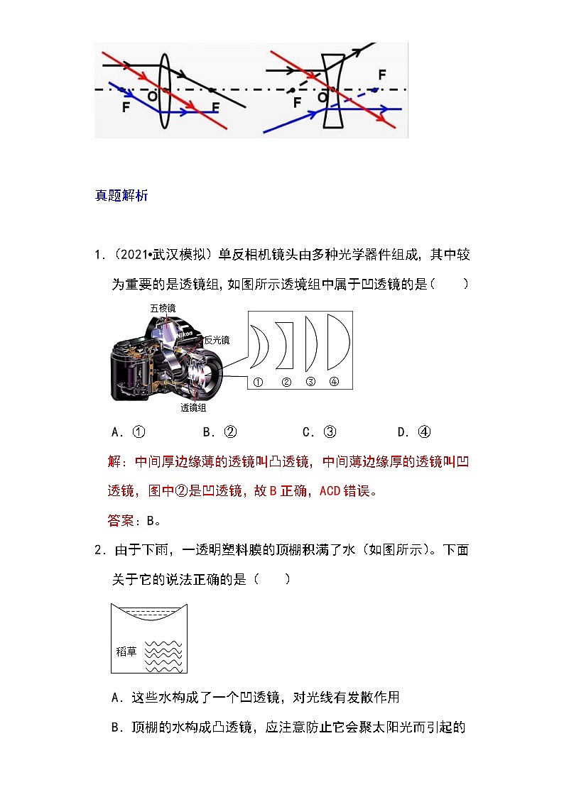 备战2023物理新中考二轮专题导练 专题08 透镜辨析与三条特殊光线作图（解析版）第2页