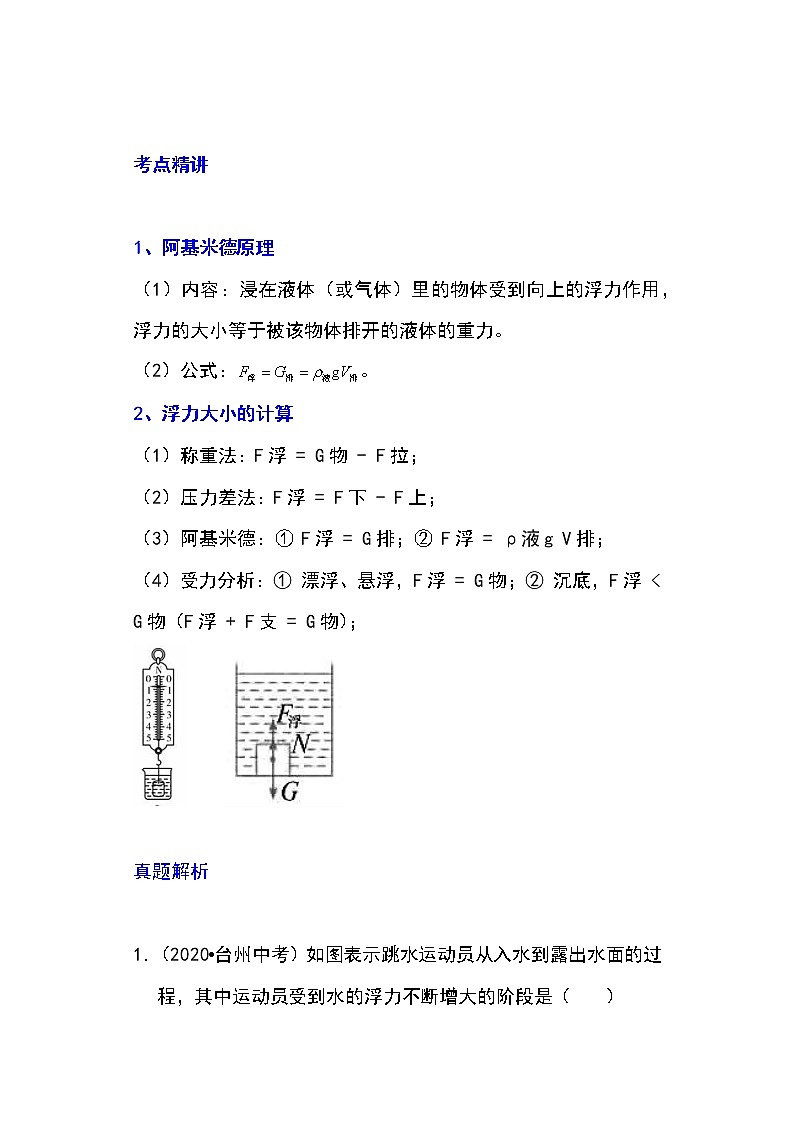 备战2023物理新中考二轮专题导练 专题19 阿基米德原理与浮力计算（解析版）第1页