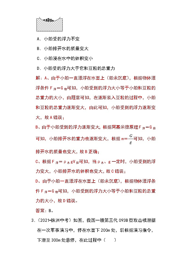 备战2023物理新中考二轮专题导练 专题20 物体浮沉条件及其应用（解析版）第3页