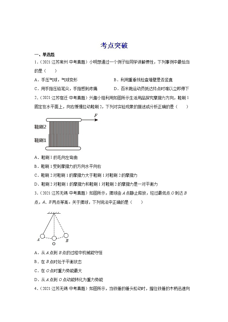 备战2023物理新中考二轮复习考点精讲精练（江苏专用）专题08常见的力（原卷版）第3页