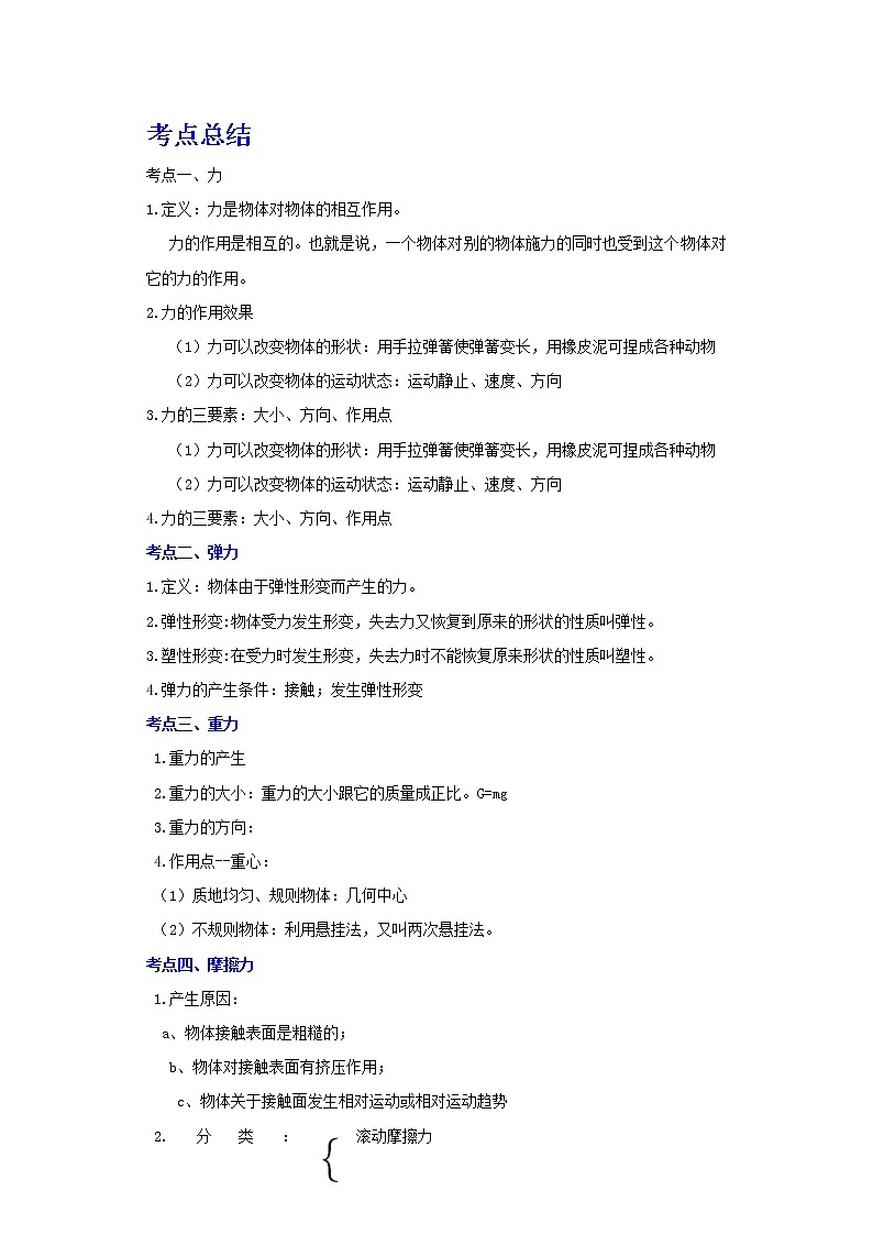 备战2023物理新中考二轮复习考点精讲精练（江苏专用）专题08常见的力（解析版）第1页
