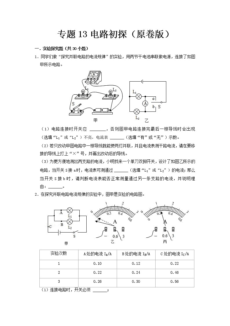专题13 电路初探（原卷版）第1页