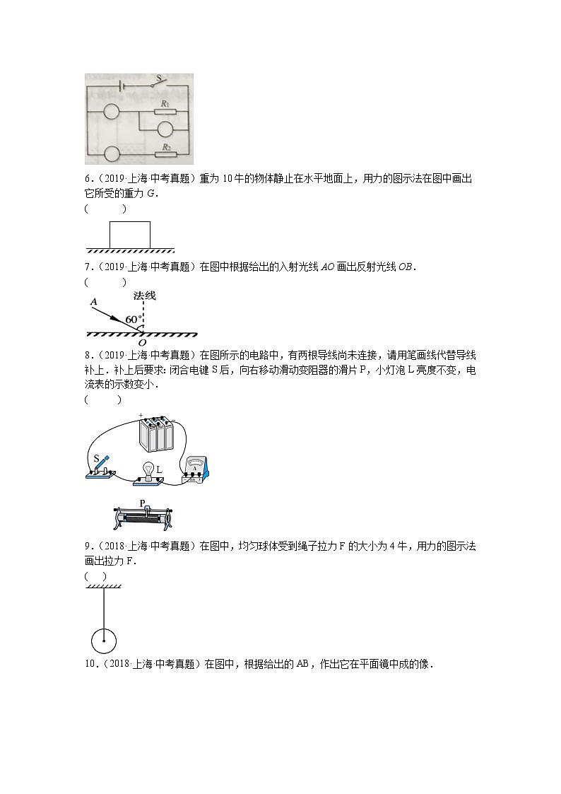 专题19 作图题-5年（2018-2022）中考1年模拟物理分项汇编（上海专用）（原卷版）02