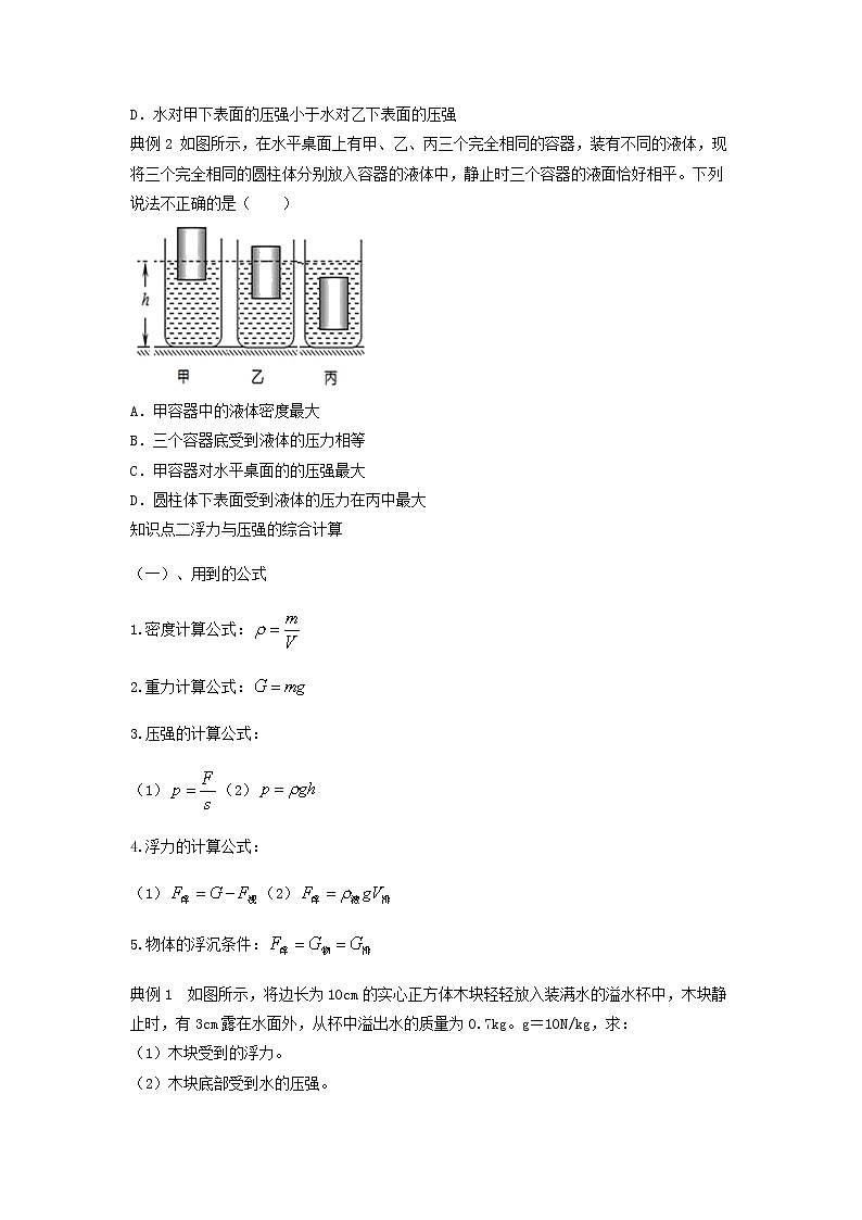 专题07 浮力与压强的综合判断和计算讲义（原卷版）第2页