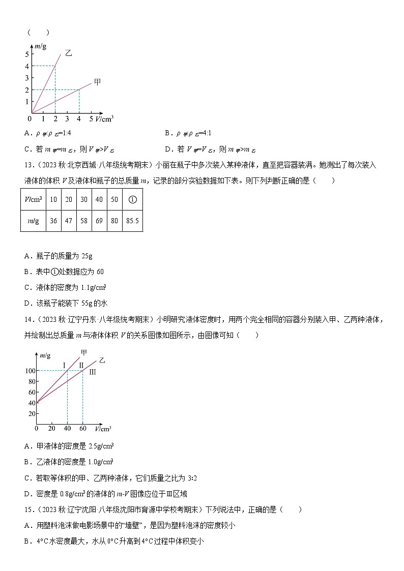 2023年中考物理高频考点专题强化-质量和密度第3页