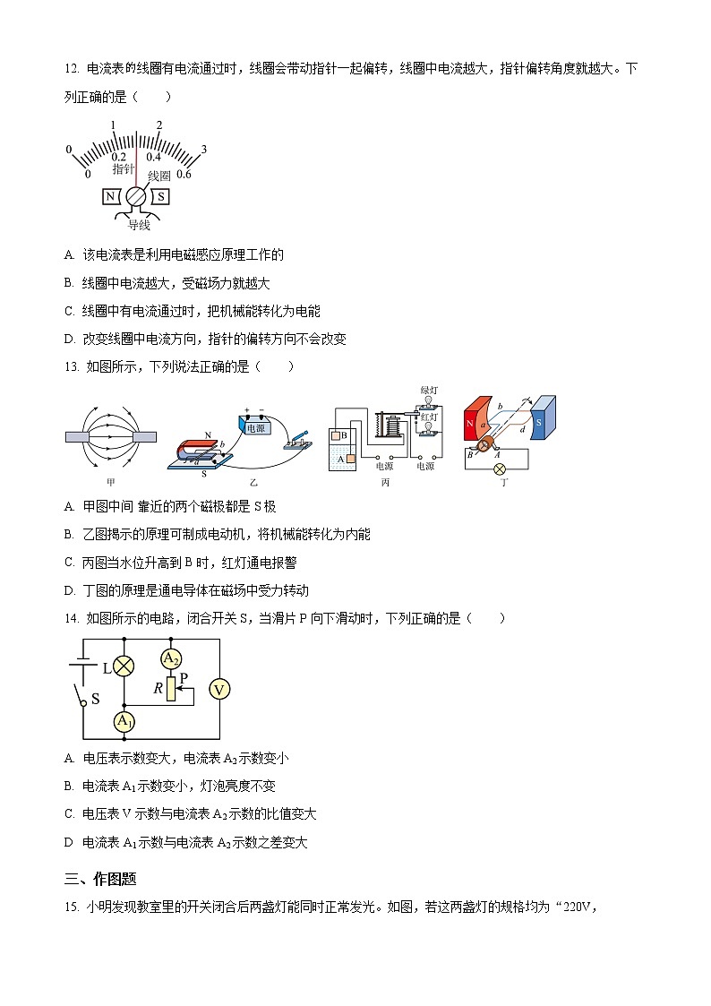 精品解析：河南省扶沟县第一初级中学2022-2023学年九年级上学期期末物理试题（原卷版）第3页