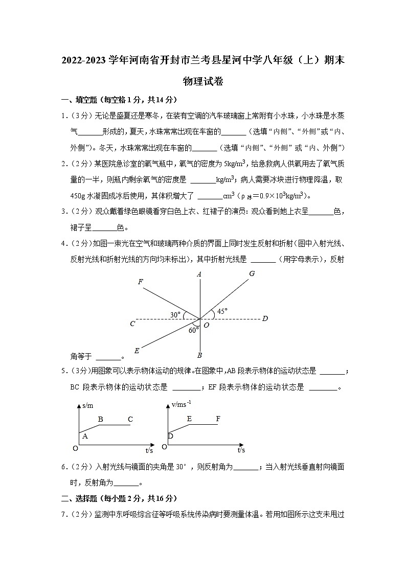 河南省开封市兰考县星河中学2022-2023学年八年级上学期期末物理试题(含答案)第1页