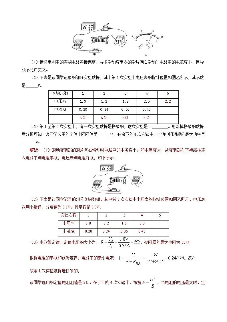 2023年中考物理复习《电学实验之找错误数据（微专题）》第2页