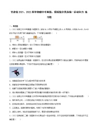 甘肃省2021、2022两年物理中考真题、模拟题分类选编—运动和力 练习题