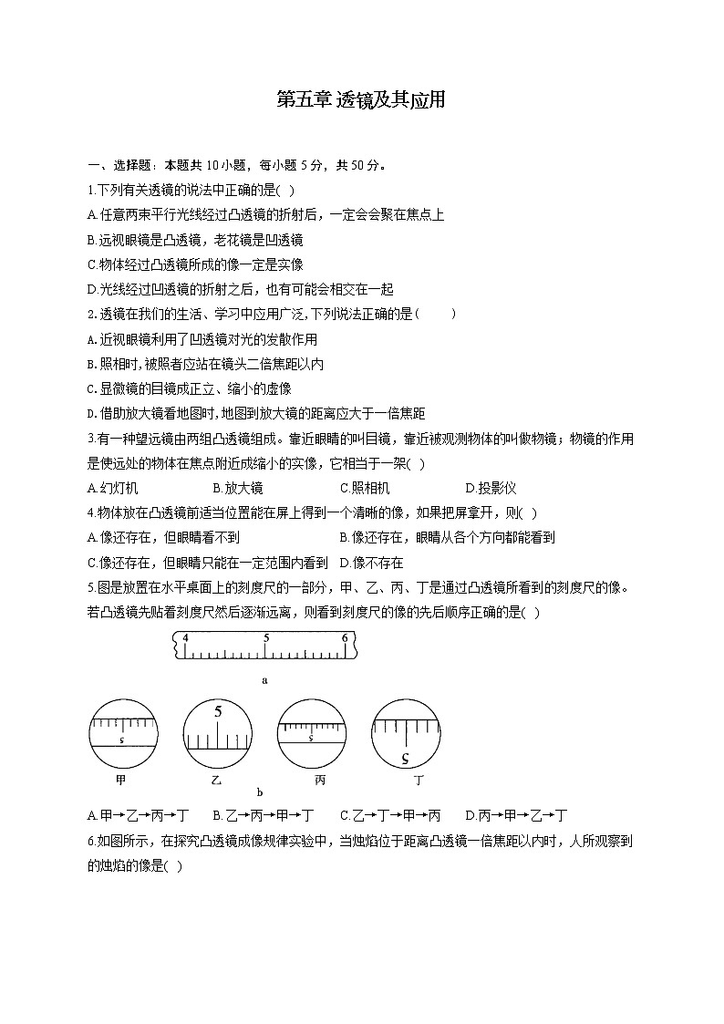 第五章 透镜及其应用 —2022-2023学年人教版物理八年级上册单元强化训练第1页