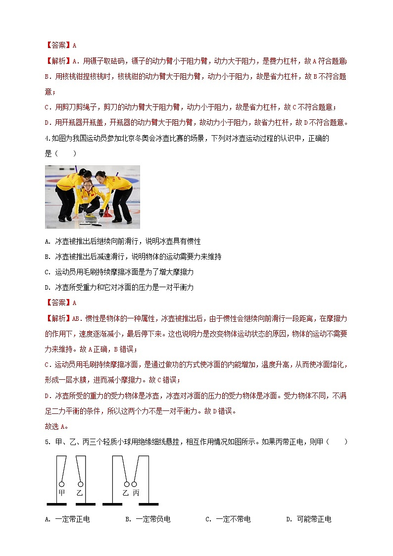 2023年初中学业水平考试一模精品物理试卷（山东省专用）（原卷版+解析版）02