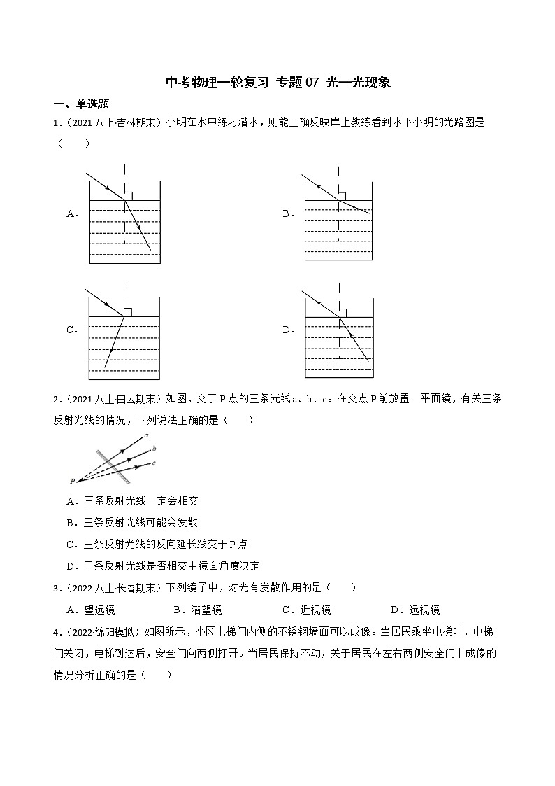 【中考一轮复习】2023年中考物理专题卷  07 光—光现象（有解析）第1页