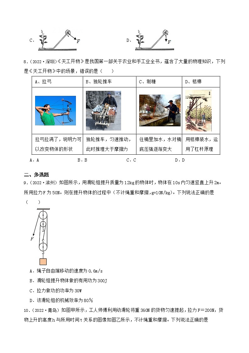 【备考2023】2022年中考物理人教版真题分类汇编——专题 12.简单机械（ 含解析）第3页