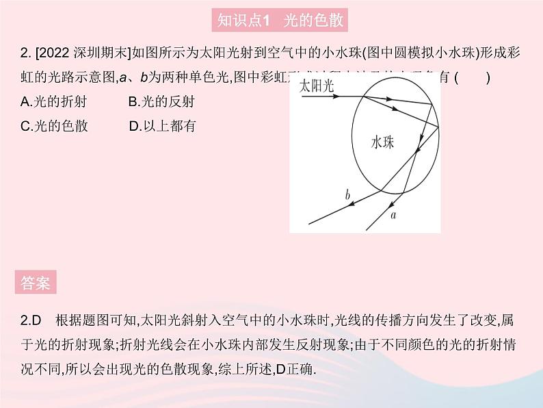 2023八年级物理上册第四章光现象第四节光的色散作业课件新版沪科版04