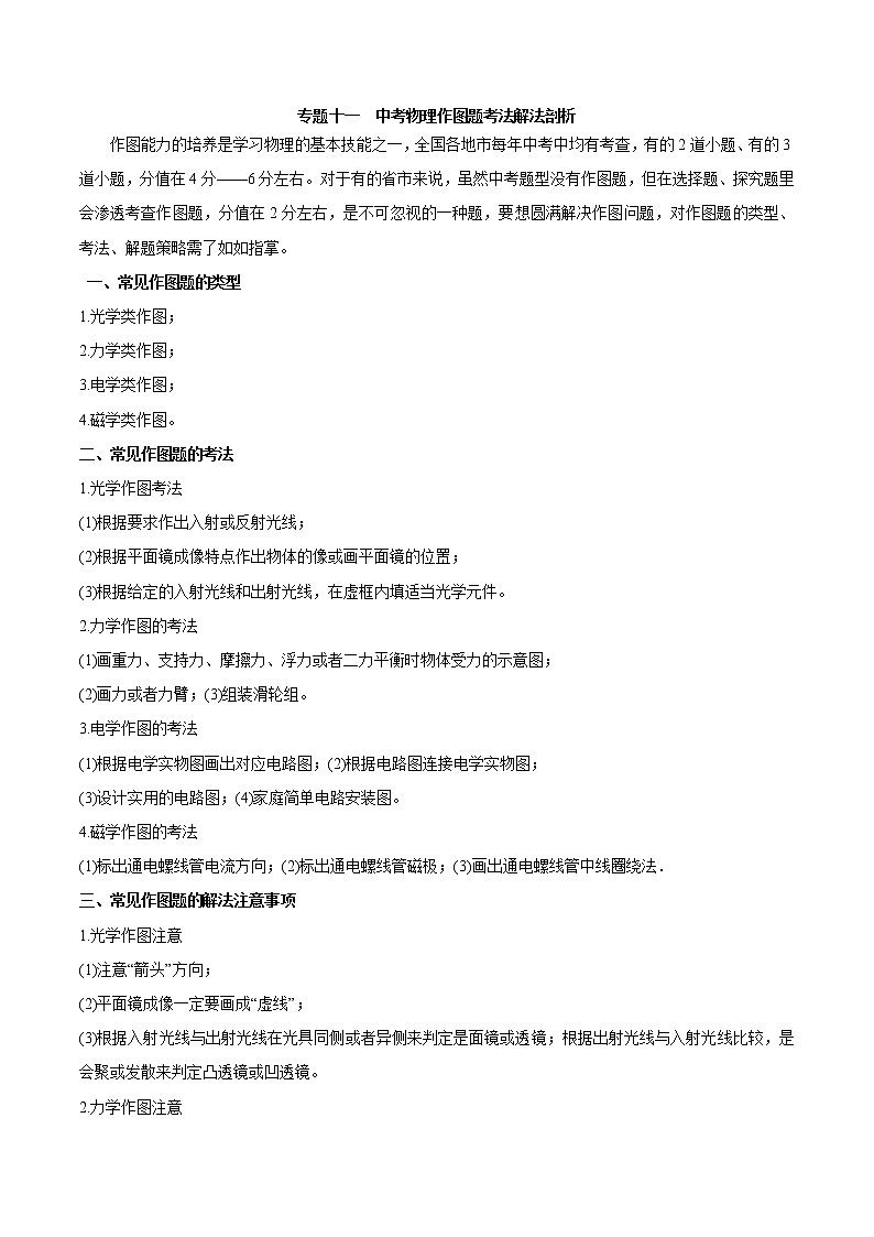 初中物理中考年年考专题：专题十一 中考物理作图题考法解法剖析第1页