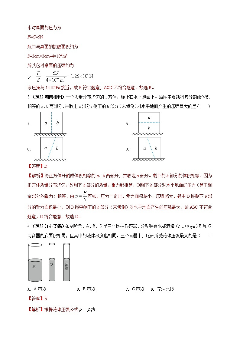 专题09 固体和液体压强问题（解析版）第2页